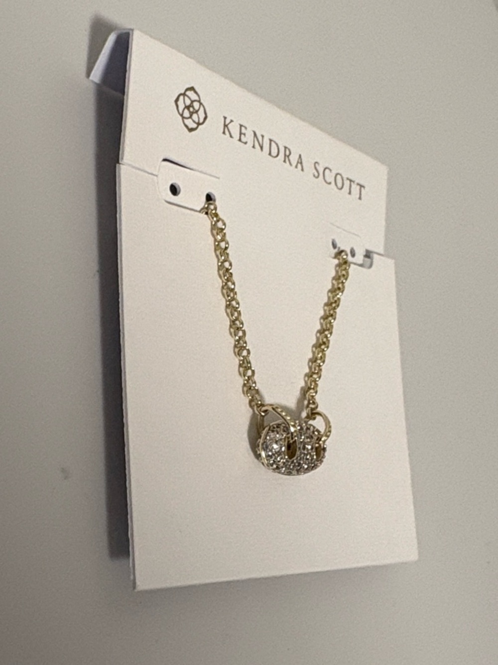 NWT [Kendra Scott] Bailey Gold Pave Pendant Necklace w/ White CZ Crystals - Picture 5 of 8